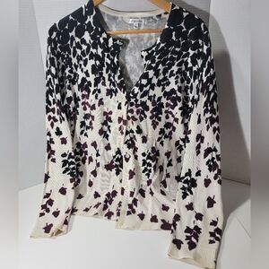 Croft & Barrow Monochrome Leaf Cardigan